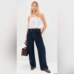 Tibi Indigo Barre Denim Knit Sid Jean
